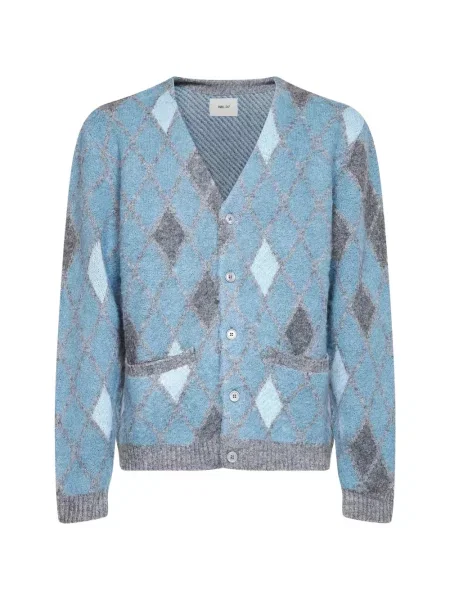 Cardigan Nn07 tricotate cu model argyle albastru