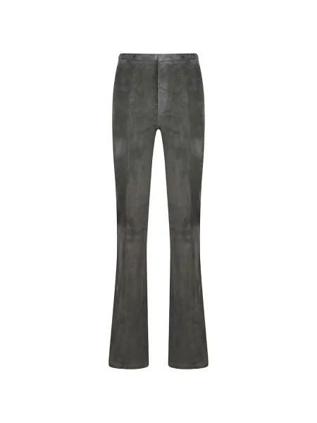 Pantaloni Stouls din piele de căprioară evazate gri