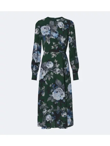 Rochie midi Erdem cu model floral verde