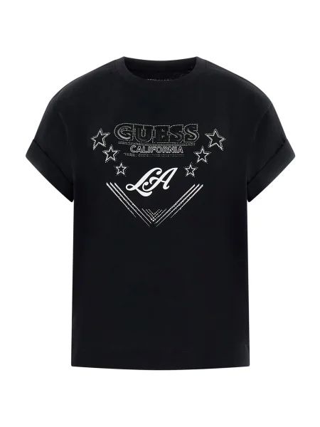 GUESS Tricou LA STARS / argintiu / alb negru