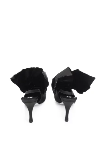 Pantofi cu toc Moschino cu funde din satin slingback negru