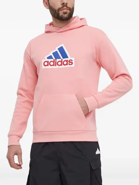 Majica s kapuljačom Adidas s kapuljačom s autogramom ružičasta