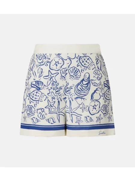 Pantaloni scurți Simkhai de in cu imagine albastru