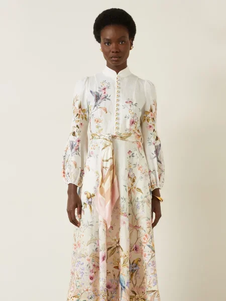 Zimmermann Sukienka Lniana Rebellion weiss różowa