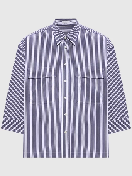 Рубашка Brunello Cucinelli в полоску синяя