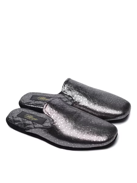 Кожаные тапочки Pellagio серебряные