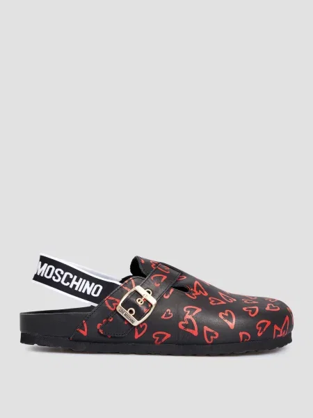 Кожаные сабо Moschino черные