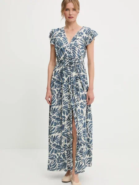 Answear Lab sukienka maxi rozkloszowana niebieski