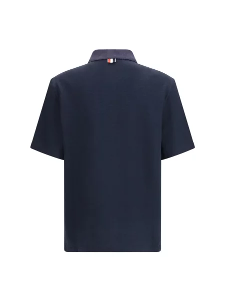 Koszulka polo Thom Browne z krótkim rękawem niebieska