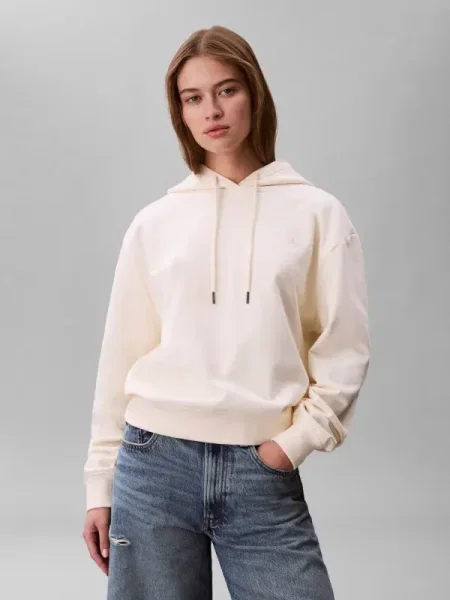 Calvin Klein Jeans Bluză de molton lână alb