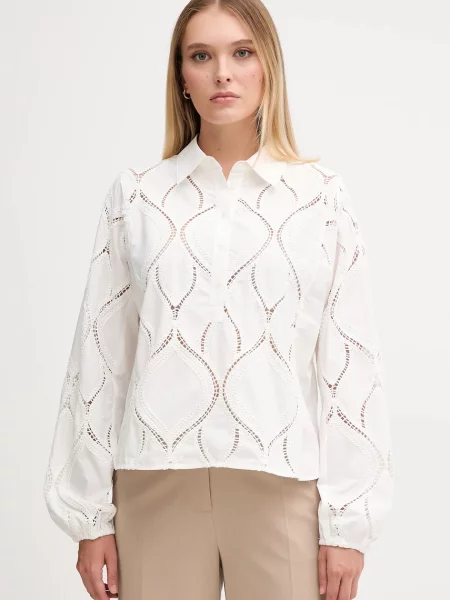 Mos Mosh bluză din NOLIN uni alb