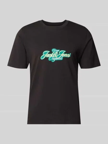 T-shirt z nadrukiem z logo model CASSIS' Jack & Jones czarna