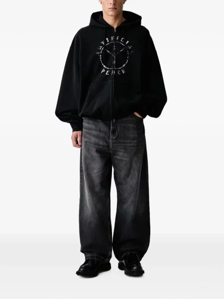 Суичър с качулка Vetements с принт черно