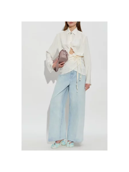 Szerokie jeansy Mm6 Maison Margiela niebieskie