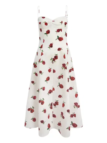 Rochie midi Khaite cu model floral cu imagine până la genunchi