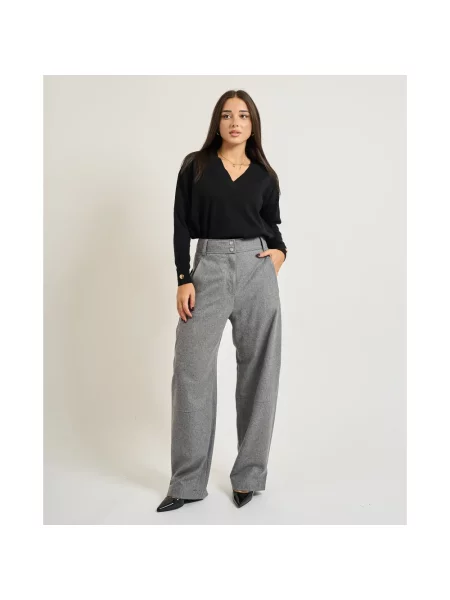 BOSS spodnie z dodatkiem wełny fason chinos high waist szary
