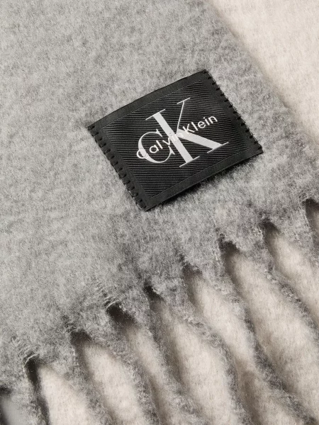 Fular Calvin Klein cu franjuri gri