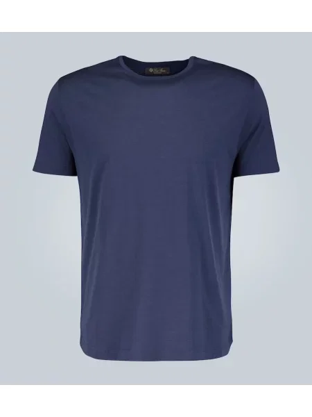 Tricou Loro Piana de mătase albastru