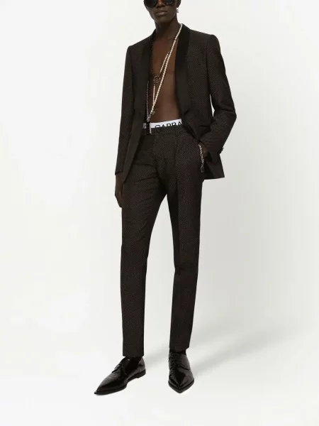 Puntíkaté jednořadé sako Dolce & Gabbana černé