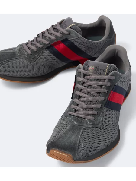Sneakerși Gucci din piele de căprioară gri