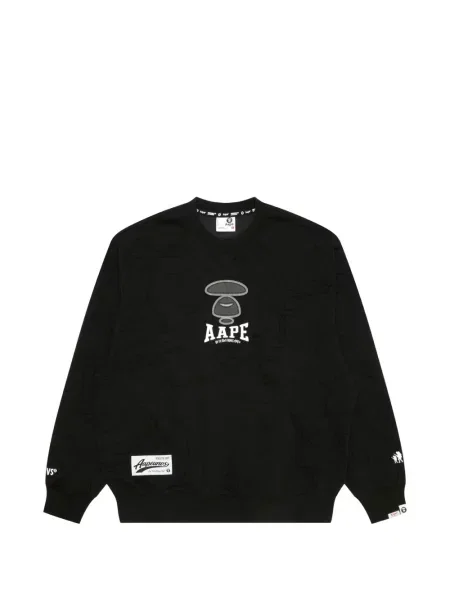 Hanorac crewneck Aape By A Bathing Ape cu decolteu rotund cu autograf negru
