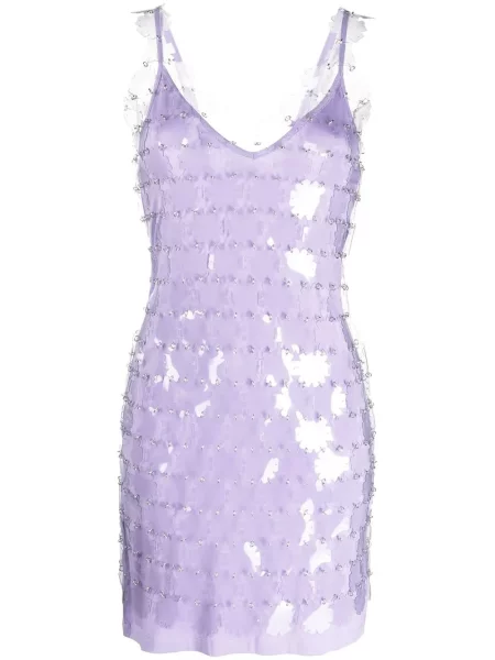 Rochie mini Paco Rabanne cu decolteu în V de costum violet
