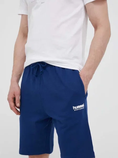 Къс панталон Hummel меланж на тъмносиньо