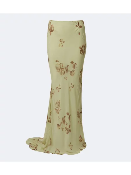 Fusta maxi De La Vali cu model floral verde