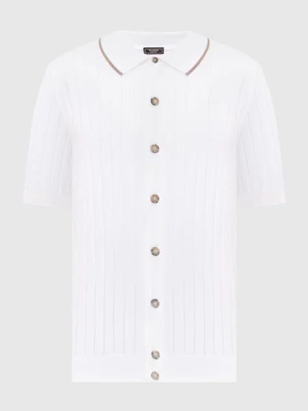 Сорочка в рубчик з короткими рукавами Peserico біла