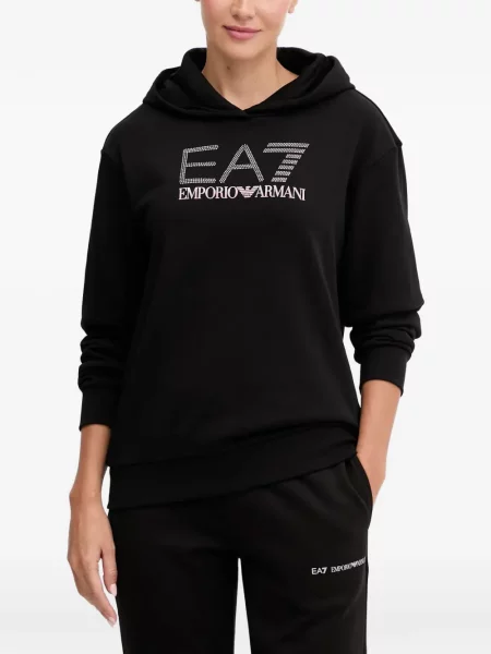 Hanorac cu glugă Ea7 Emporio Armani cu imagine negru
