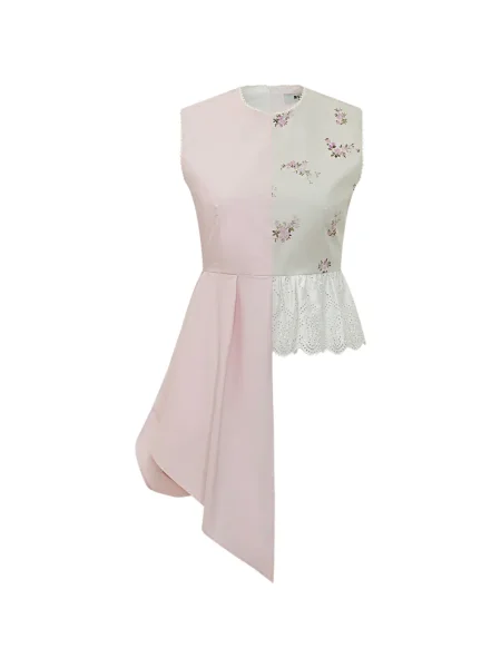 Bluzka Msgm w paski asymetryczna różowa