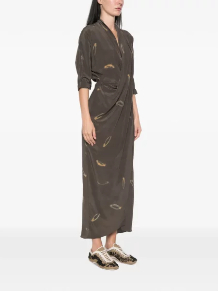 Rochie midi Cortana cu imagine drapată gri