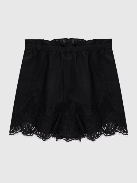 Шорти з льону з мереживом Twinset чорні