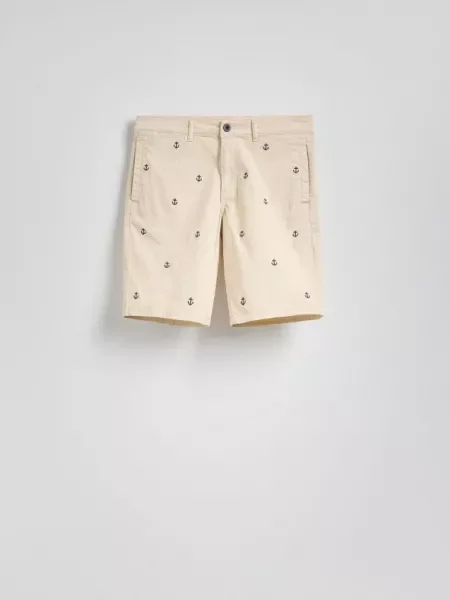Reserved Pantaloni scurți regular cu detaliu brodat bej