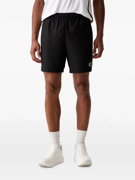 Pantaloni scurți Ea7 Emporio Armani cu dungi cu imagine negru