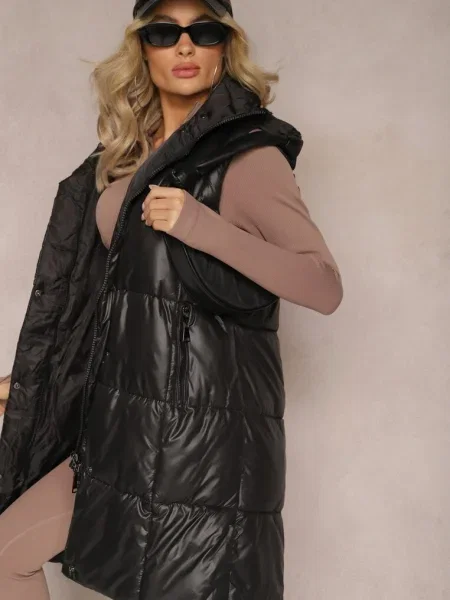 Vestă matlasată cu cu și glugă detașabilă Cianefela neagră