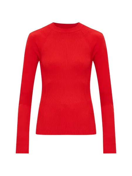 Top Moncler Grenoble prążkowany z autografem czerwony