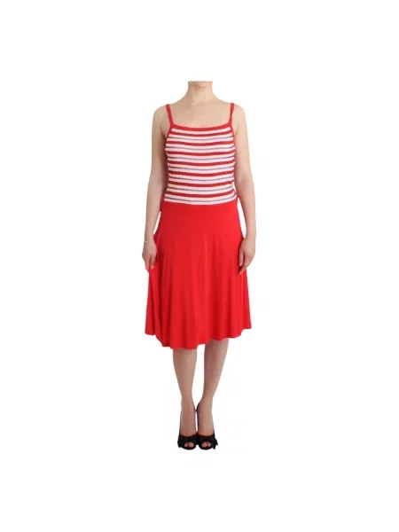 Midi sukienka midi Roccobarocco elegancka w kształcie litery A czerwona