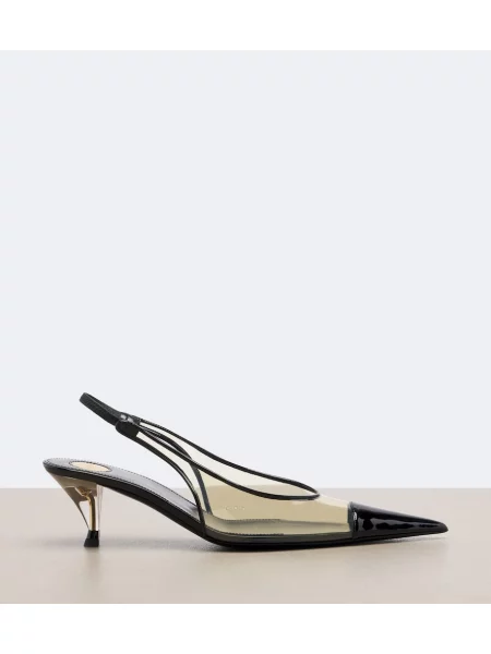 Pantofi cu toc Saint Laurent din piele slingback negru
