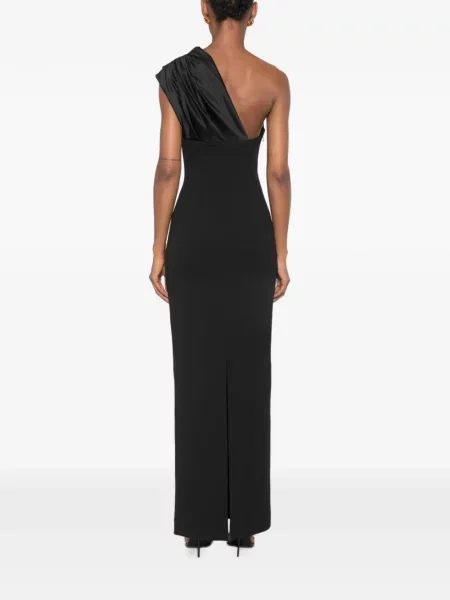 Rochie maxi Solace London drapată cu un umăr gol negru