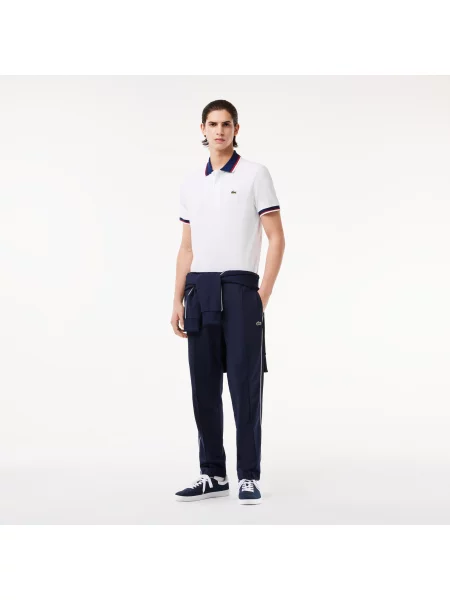 Lacoste Koszulka Polo O Regularnym Kroju Ze Stretchem Z Bawełny Pikowej Z Kontrastowym Kołnierzykiem biała