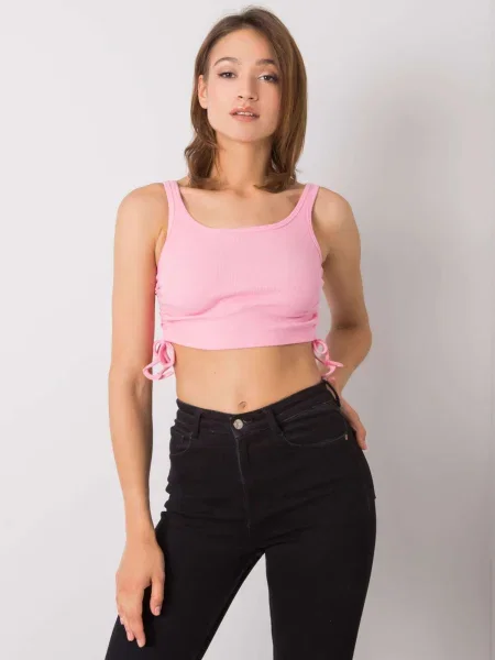 Къс блуза Fashionhunters розово