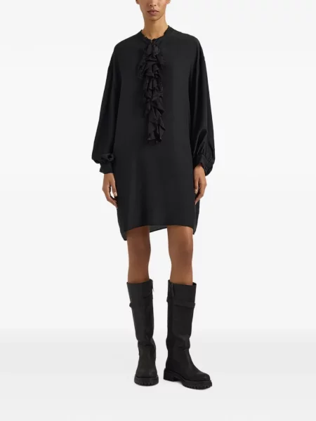 Rochie mini Momoni cu volane din dantelă negru