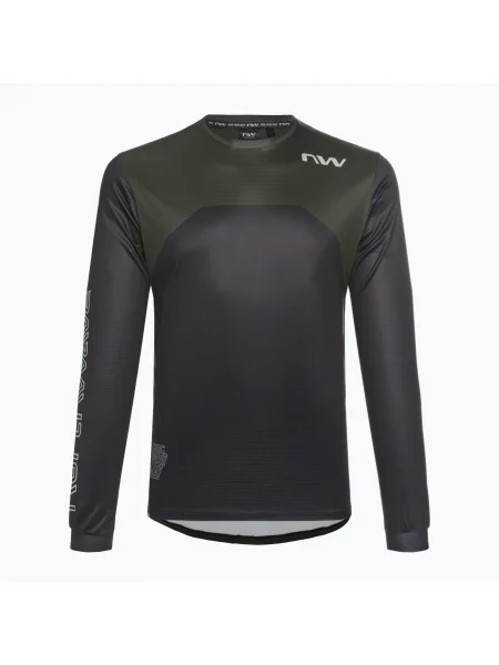 Longsleeve rowerowy Northwave Sharp black/forest green czarna