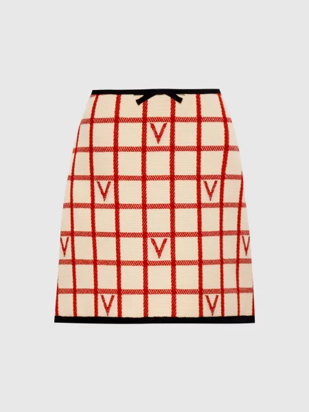 Спідниця в клітинку з вовною Valentino бежева