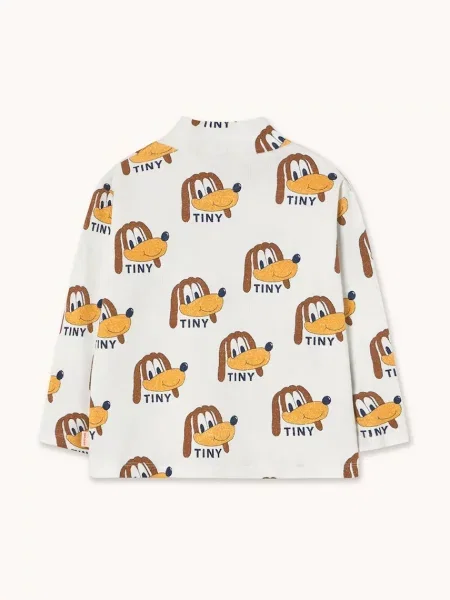 Tinycottons tričko s dlouhým rukávem DOGS RIB MOCKNECK bílé