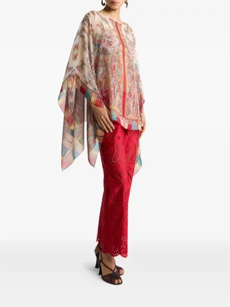 Poncho Etro de mătase cu model paisley