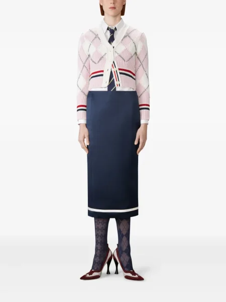 Cardigan Thom Browne cu model argyle roz