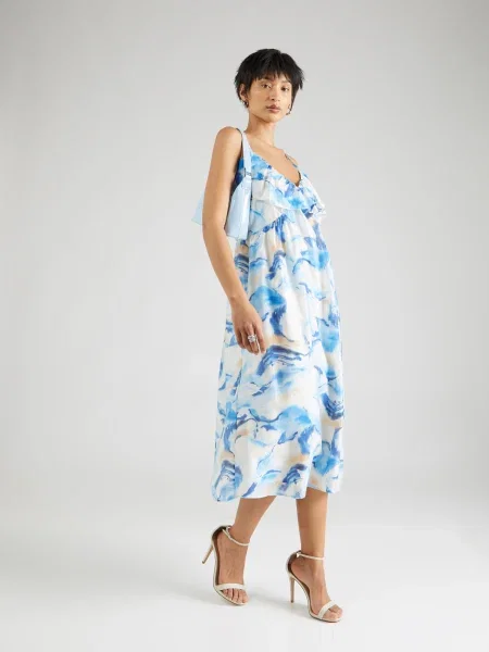 VERO MODA Ruha OSANA OYSA bézs / kék / világoskék fehér