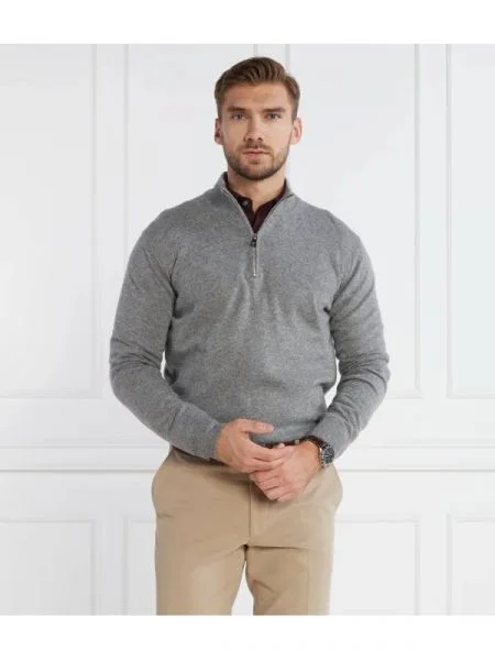 Oscar Jacobson Pulover cu adaos de lână și cașmir gri